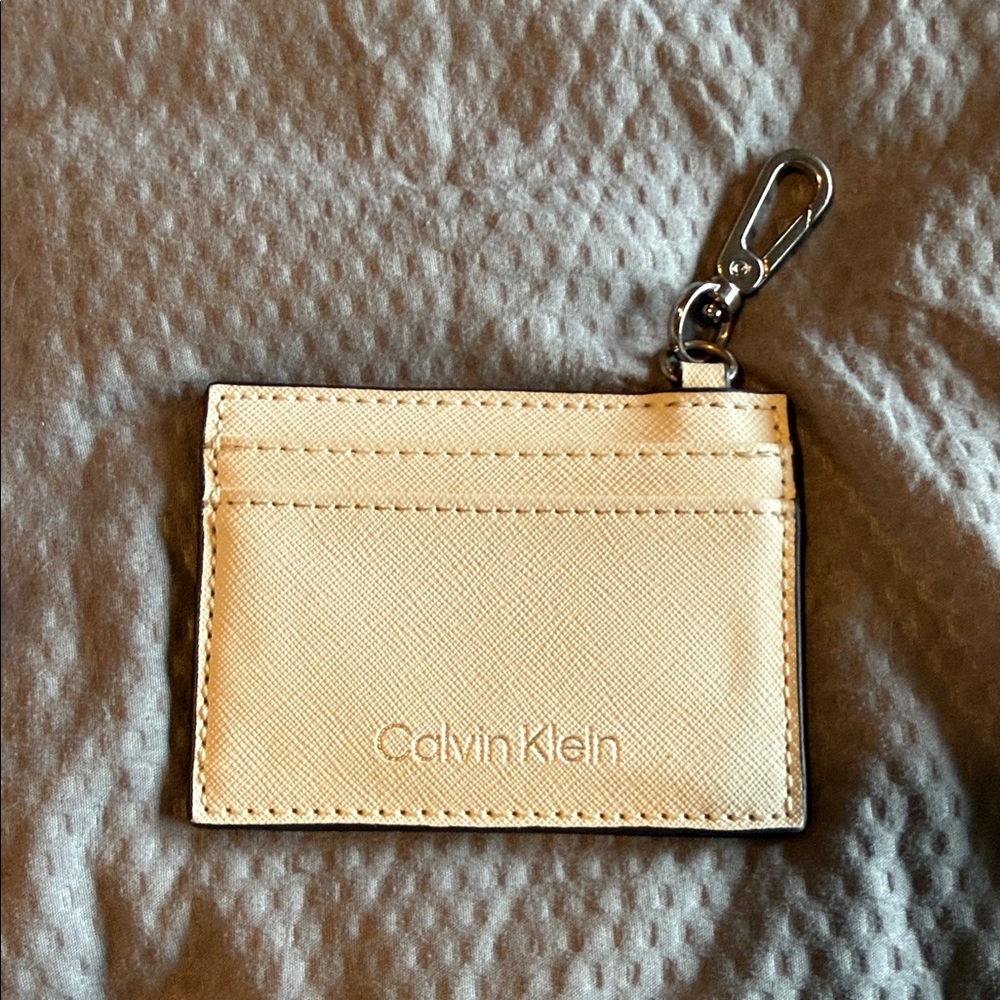 Calvin Klein Beige Card Holder with Clip